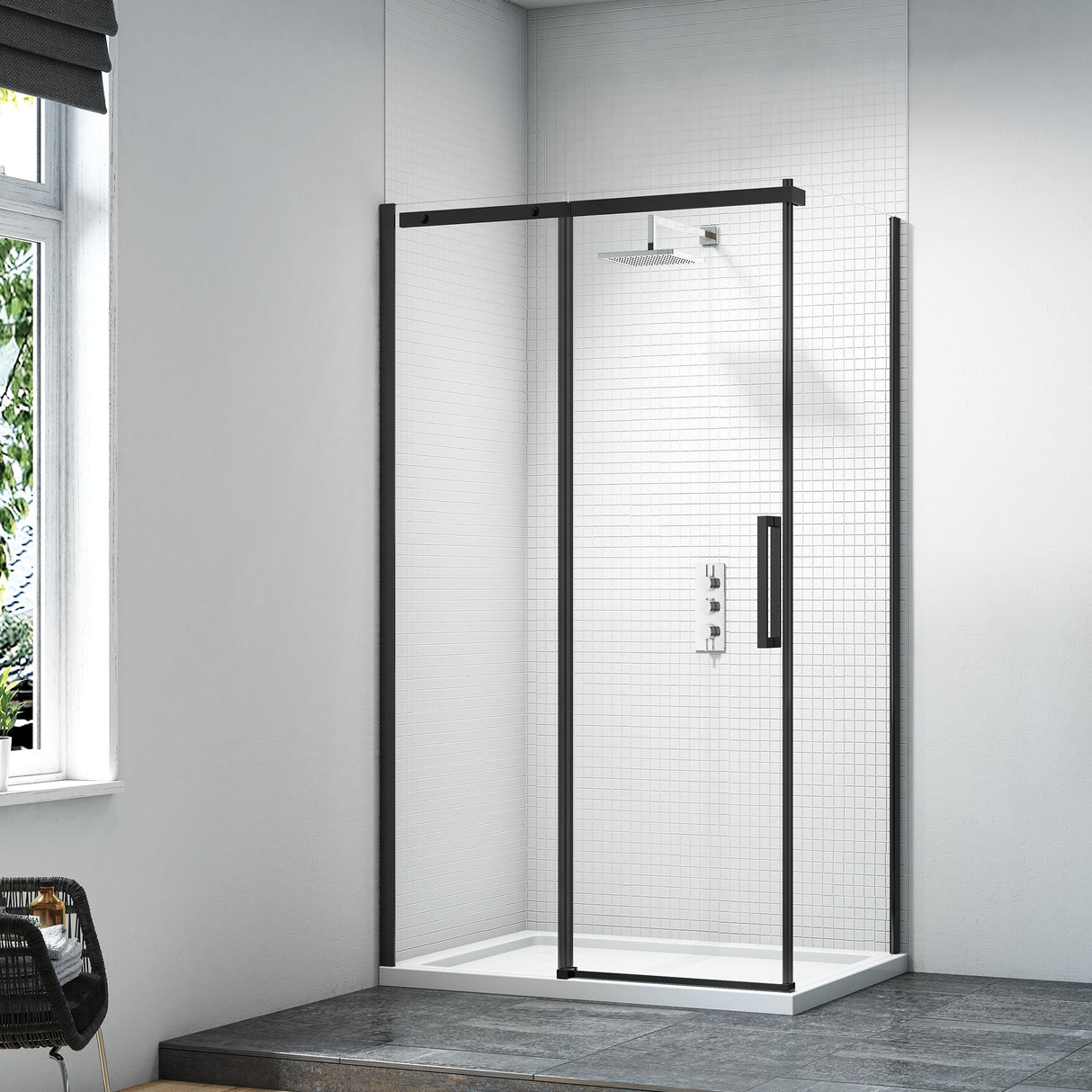 Merlyn Black Sliding Door Side Panel 800mm - SHOWER DOORS - Beattys of Loughrea