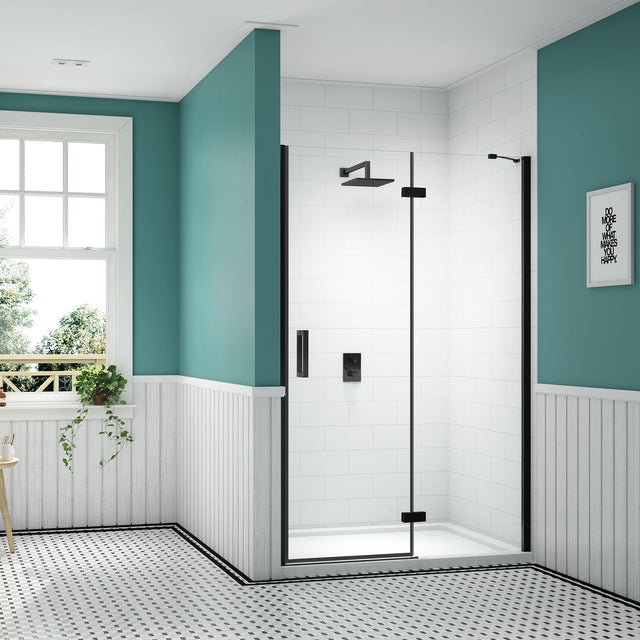 Merlyn Black Hinge & Inline Door 900mm - SHOWER DOORS - Beattys of Loughrea