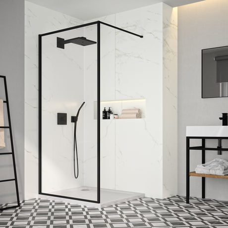 Merlyn Black Framed Showerwall 900mm - SHOWER DOORS - Beattys of Loughrea