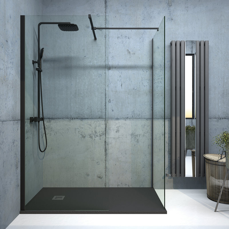 Bathroom Studio Aspect Black Wetroom Panel 800mm - SHOWER DOORS - Beattys of Loughrea