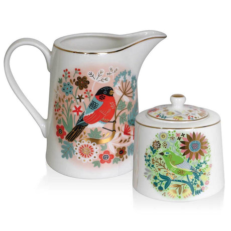 Tipperary Crystal Birdy Greenfinch Sugar Bowl & Bullfinch Milker Set - TABLEWARE SETS - GENERAL - Beattys of Loughrea
