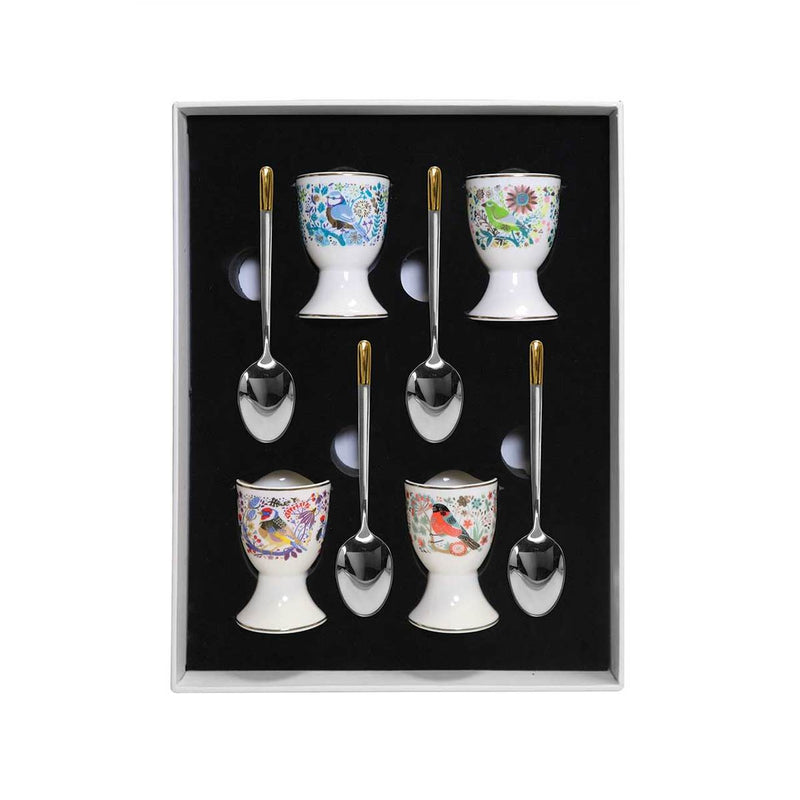 Tipperary Crystal Birdy Set of Four Egg Cups and Spoons - TABLEWARE SETS - GENERAL - Beattys of Loughrea