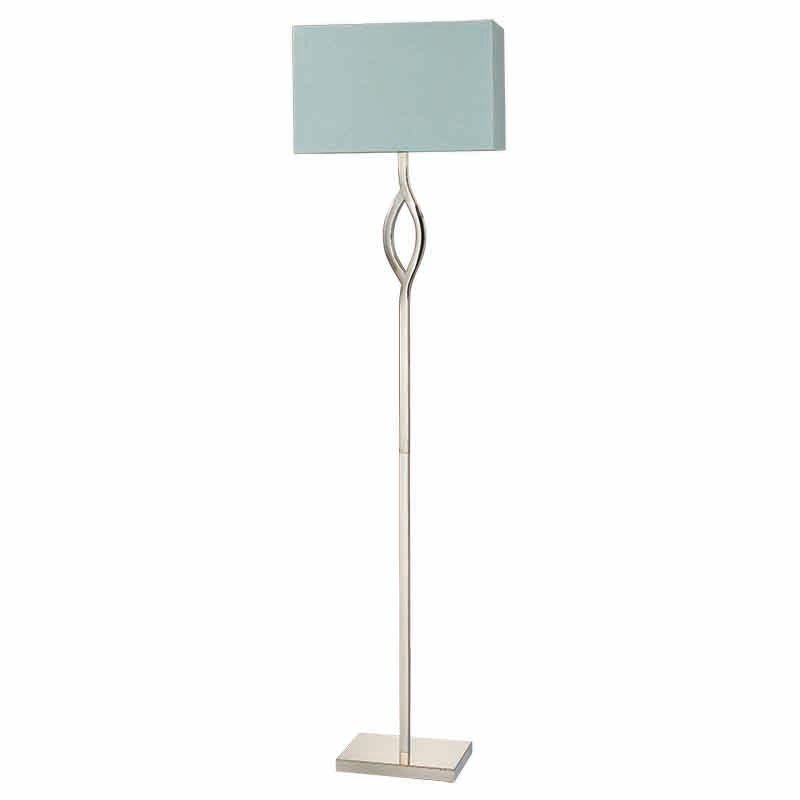 Casa Polished Nickel Floor Lamp With Grey Linen Shade - STANDARD/FLOOR LAMPS - Beattys of Loughrea