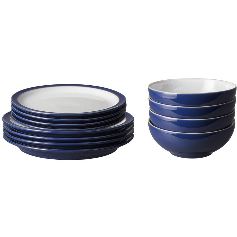 Denby Elements Dark Blue 12 Piece Tableware Set - TABLEWARE SETS - GENERAL - Beattys of Loughrea