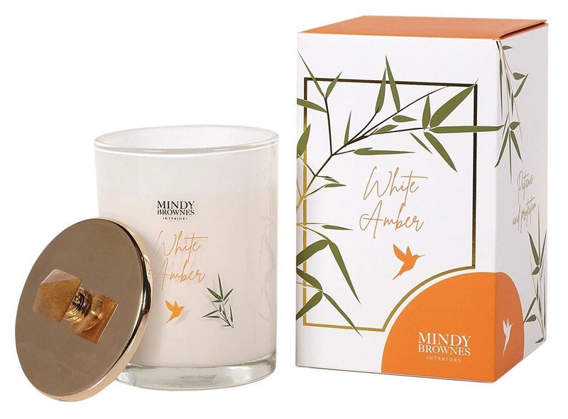 Mindy Brownes White Amber Scented Candle - CANDLES - Beattys of Loughrea