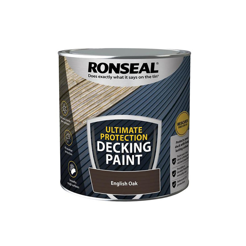 Ronseal Ultimate Protection Decking Paint English Oak 2.5 Litre - VARNISHES / WOODCARE - Beattys of Loughrea