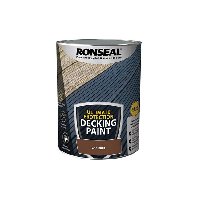 Ronseal Ultimate Protection Decking Paint Chestnut 5 Litre - VARNISHES / WOODCARE - Beattys of Loughrea