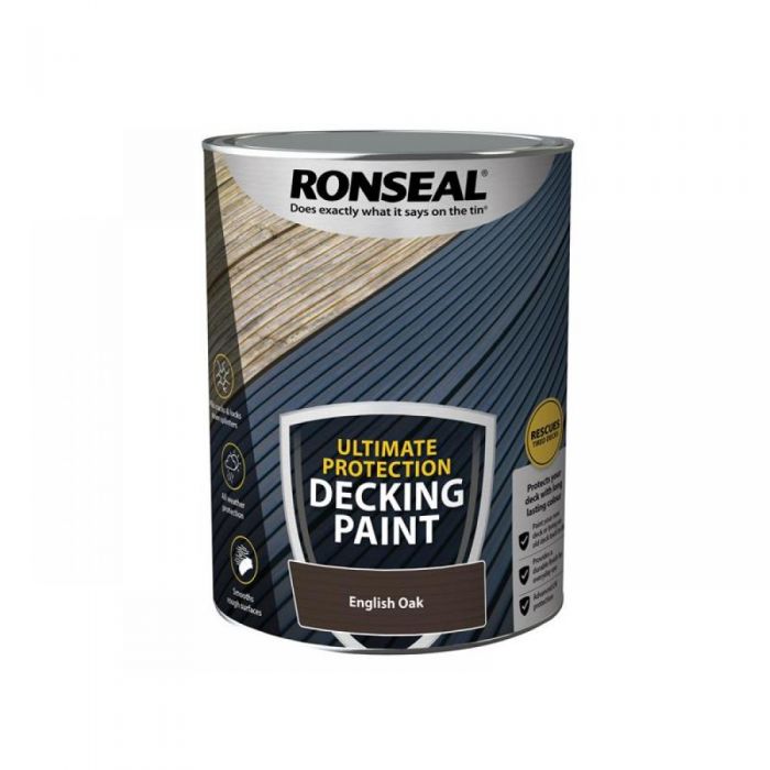 Ronseal Ultimate Protection Decking Paint English Oak 5 Litre - VARNISHES / WOODCARE - Beattys of Loughrea
