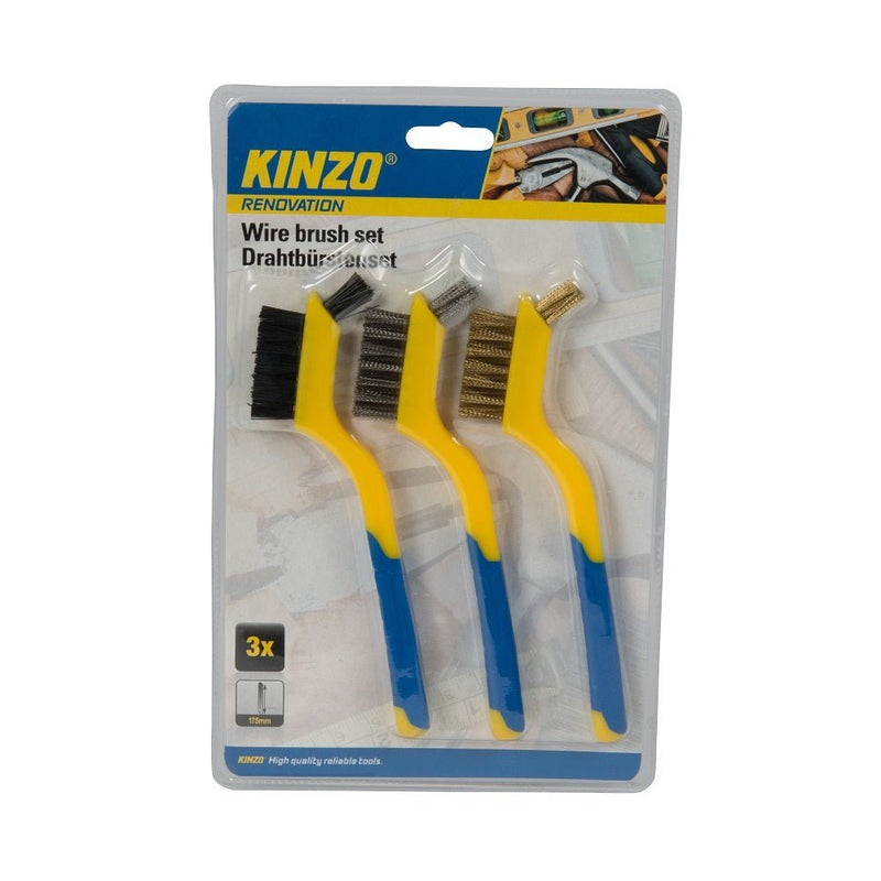 Kinzo Wire Brush Set - Pack of 3 - STEEL WOOL/PAINT STRIPPER - Beattys of Loughrea