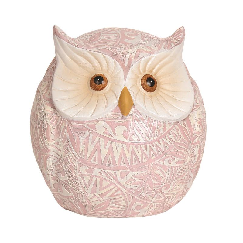 Pink Decorative Owl 16cm - SOLAR / GARDEN ORNAMENTS - Beattys of Loughrea