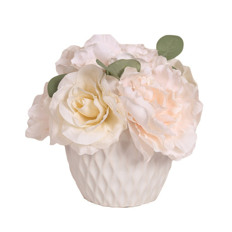 Floral Arrangement White 25cm - FLOWER - SILK - Beattys of Loughrea