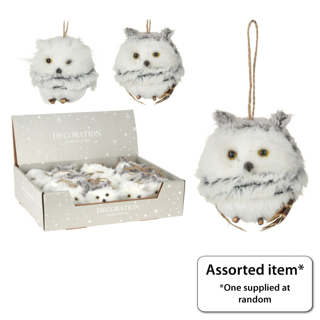 Hanging Owl Decoration 8cm - XMAS BAUBLES - Beattys of Loughrea