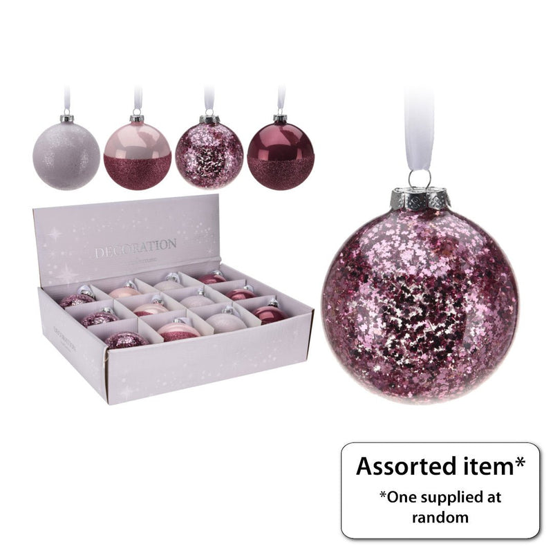 Pink Bauble 80mm - XMAS BAUBLES - Beattys of Loughrea