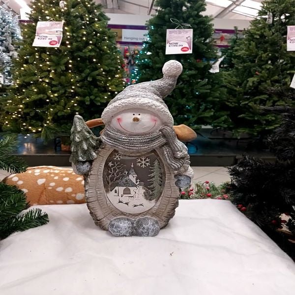 Glitter Snowman With Lasercut LED Lights APF477360 - XMAS ROOM DECORATION LARGE AND LIGHT UP - Beattys of Loughrea