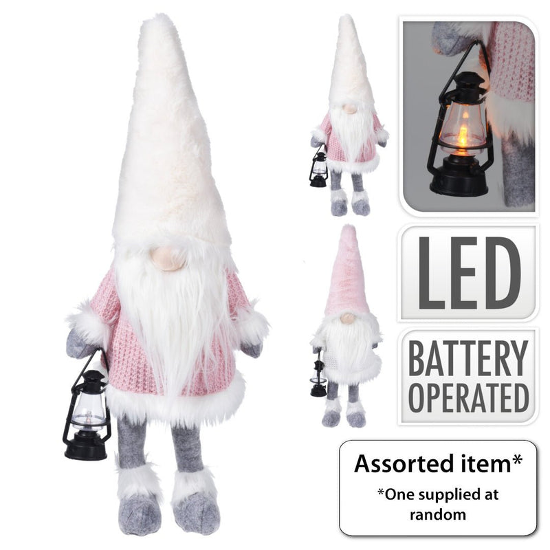 Gnome with LED Lantern 51cm - XMAS ROOM DECORATION LARGE AND LIGHT UP - Beattys of Loughrea