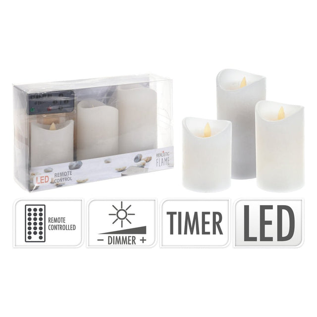 Set of 3 Remote Control LED Candles - BATTERY LED CANDLES - Beattys of Loughrea