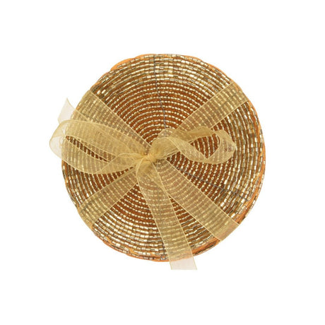 Set of 4 Beaded Coasters Gold - TABLEMATS/COASTERS - Beattys of Loughrea