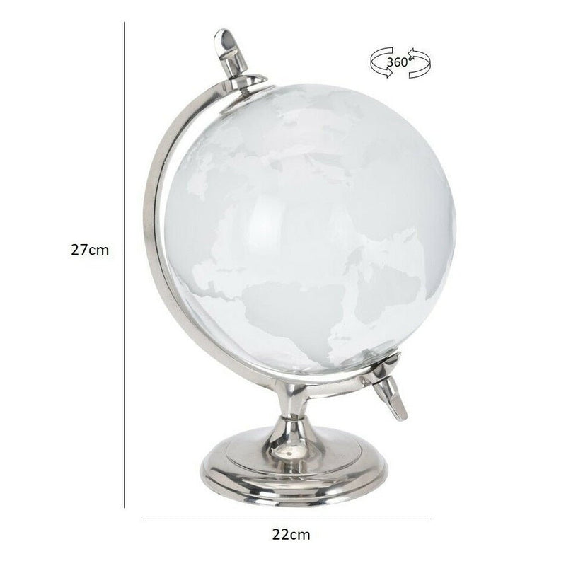 World Globe Glass & Metal 27cm - ORNAMENTS - Beattys of Loughrea