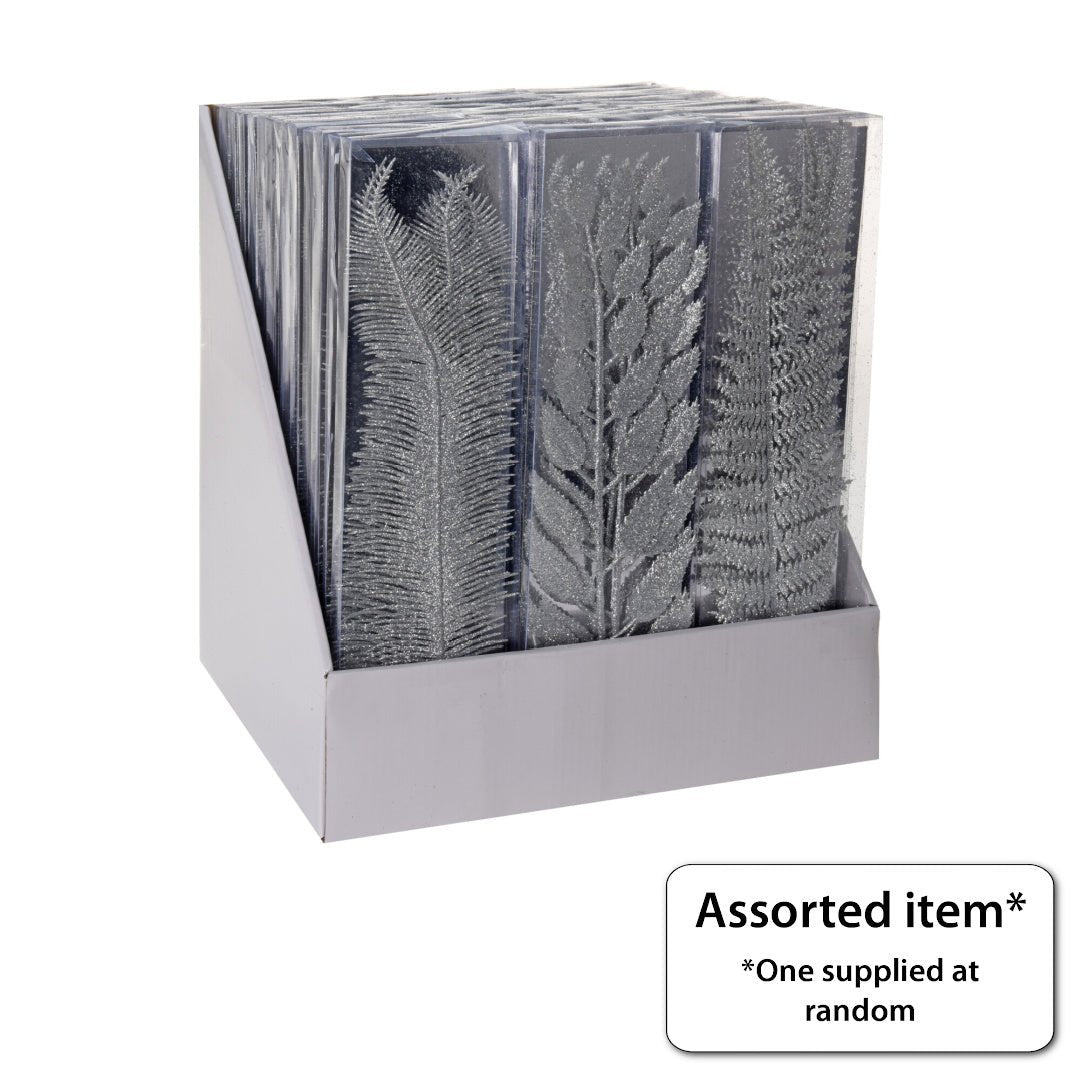 3pc Set Glitter Branch Silver - FLOWERS - PAPER/PLASTIC - Beattys of Loughrea