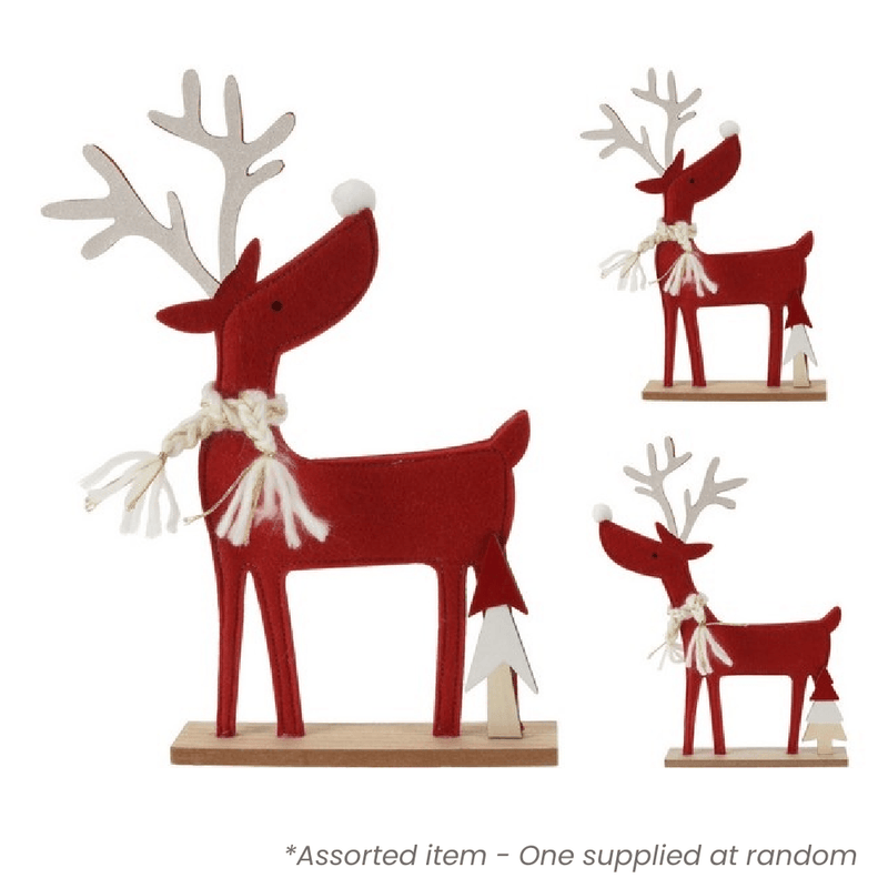 Reindeer with Scarf Christmas Ornament 33cm Assorted - XMAS DECORATIONS - Beattys of Loughrea