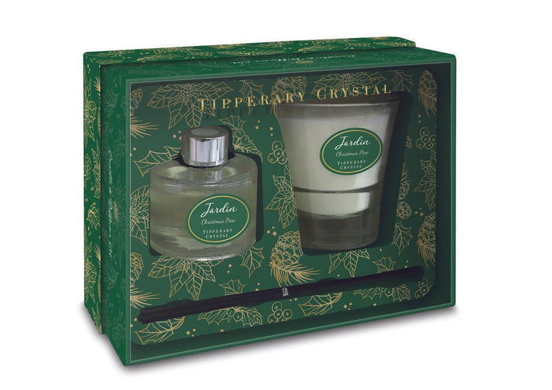 Tipperary Crystal Jardin Collection Christmas Candle & Diffuser Set - Christmas Pine - CANDLES - Beattys of Loughrea