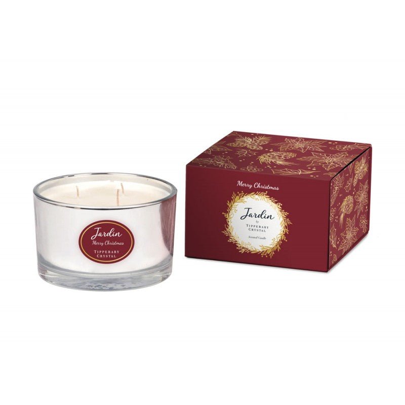 Tipperary Crystal Jardin Collection 3 Wick Candle - Merry Christmas - CANDLES - Beattys of Loughrea