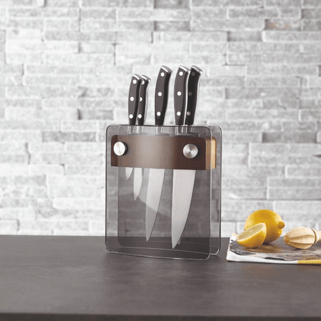 D11 5Pc Smoked Glass Knife Block Set 190013654 - CUTLERY/KNIFE SET/BLOCK - Beattys of Loughrea