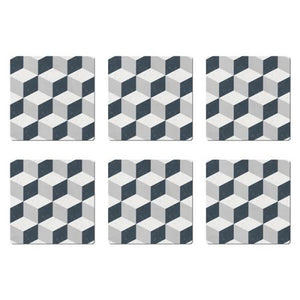 Denby Grey Geometric Square Set Of 6 Placemats - TABLEMATS/COASTERS - Beattys of Loughrea