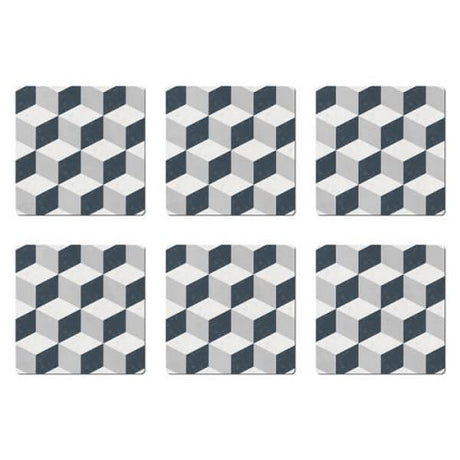 Denby Grey Geometric Square Set Of 6 Placemats - TABLEMATS/COASTERS - Beattys of Loughrea