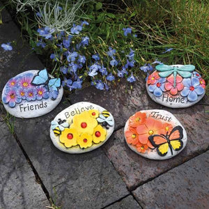 Pixie Pebbles - Home, Trust, Believe, Friends - SOLAR / GARDEN ORNAMENTS - Beattys of Loughrea