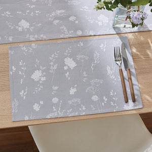 Catherine Lansfield Meadowsweet Floral Two Pack Placemats White/Grey - TABLEMATS/COASTERS - Beattys of Loughrea