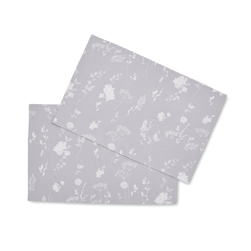 Catherine Lansfield Meadowsweet Floral Two Pack Placemats White/Grey - TABLEMATS/COASTERS - Beattys of Loughrea