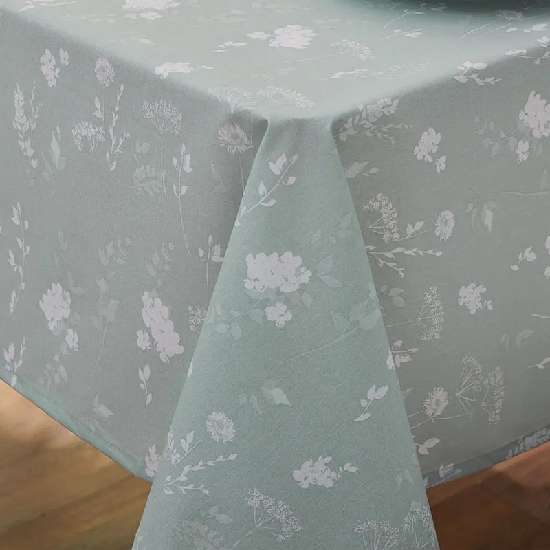 Catherine Lansfield Meadowsweet Floral 137 x 229cm Tablecloth Green/White - TABLECLOTHS/RUNNERS - Beattys of Loughrea
