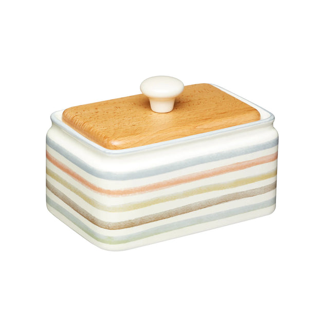 Classic Collection Striped Ceramic Butter Dish with Lid - Beattys of Loughrea | www.beattys.ie