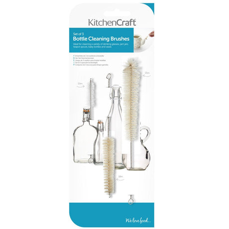 KitchenCraft Set of 3 Bottle Cleaning Brushes - KITCHEN HAND TOOLS - Beattys of Loughrea