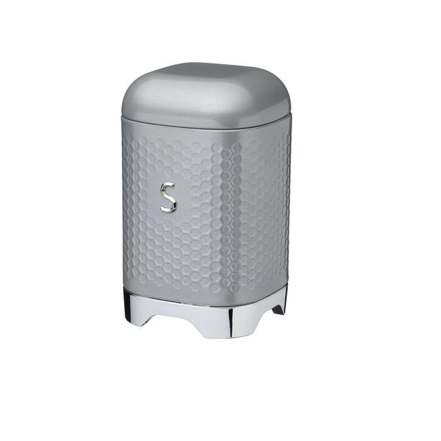 Lovello Retro Sugar Jar with Geometric Textured Finish - Shadow Grey - S/STEEL KITCHENWARE - Beattys of Loughrea