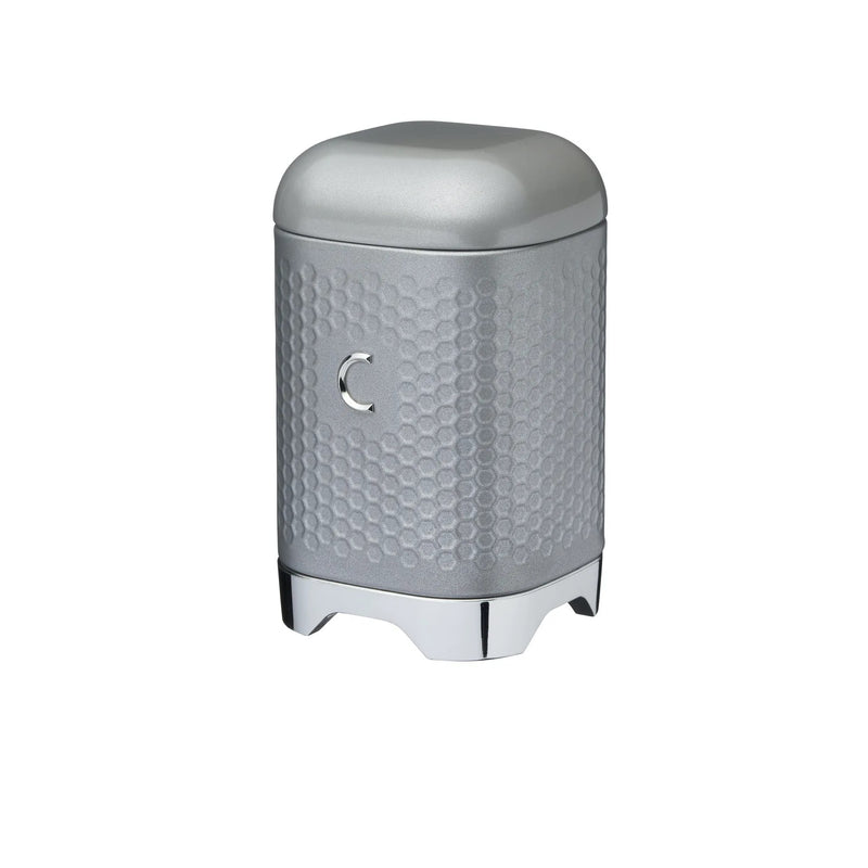 Lovello Retro Coffee Canister with Geometric Textured Finish - Shadow Grey - S/STEEL KITCHENWARE - Beattys of Loughrea