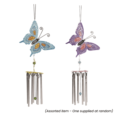 Decorative Butterfly Windchime 40cm - SOLAR / GARDEN ORNAMENTS - Beattys of Loughrea