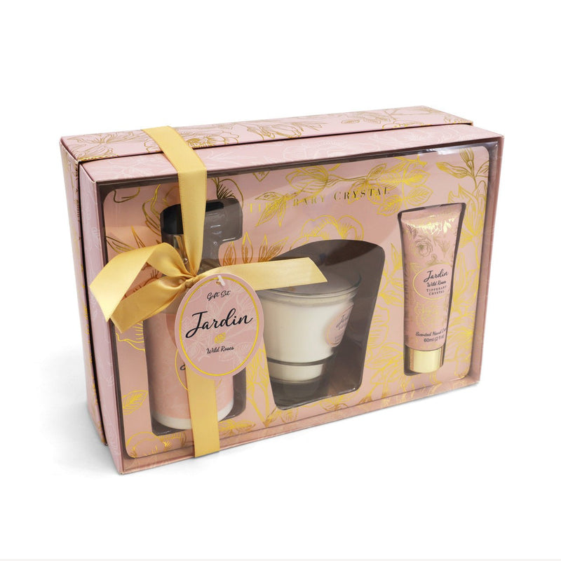 TIPPERARY CRYSTAL Jardin Wild Roses Candle & Handcream Tube & Pump Set - CANDLES - Beattys of Loughrea