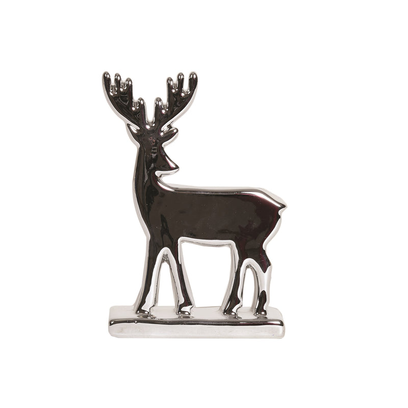 Silver Metallic 15cm Reindeer Decoration - XMAS ROOM DECORATION LARGE AND LIGHT UP - Beattys of Loughrea