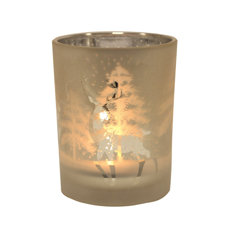 Gold Reindeer Tealight Holder 12.5cm - CANDLE HOLDERS / Lanterns - Beattys of Loughrea
