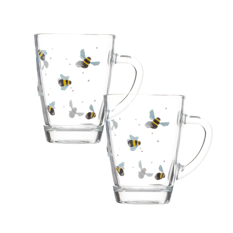 Sweet Bee Set Of 2 Glass Mugs 28cl - RAYWARE - Beattys of Loughrea