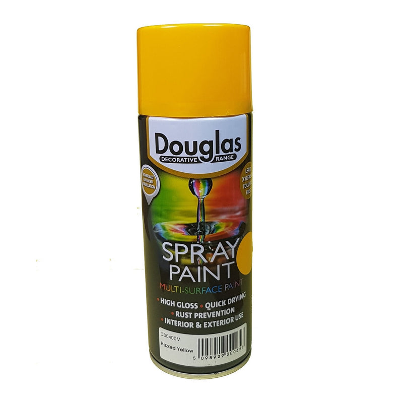 Douglas Spray Paint – Hazard Yellow 400ml - METAL PAINTS - Beattys of Loughrea