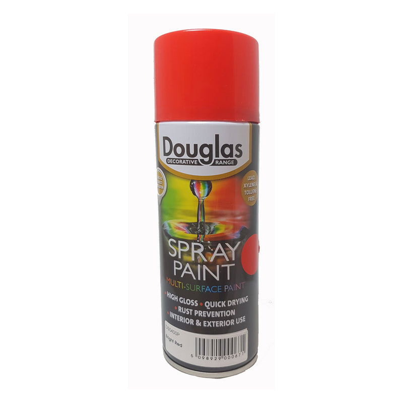 Douglas Spray Paint – Bright Red 400ml - METAL PAINTS - Beattys of Loughrea