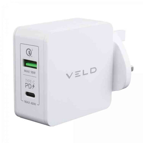 VELD VH48DW Super-Fast Wall Charger 48W 2 Port - BATTERY CHARGERS - Beattys of Loughrea