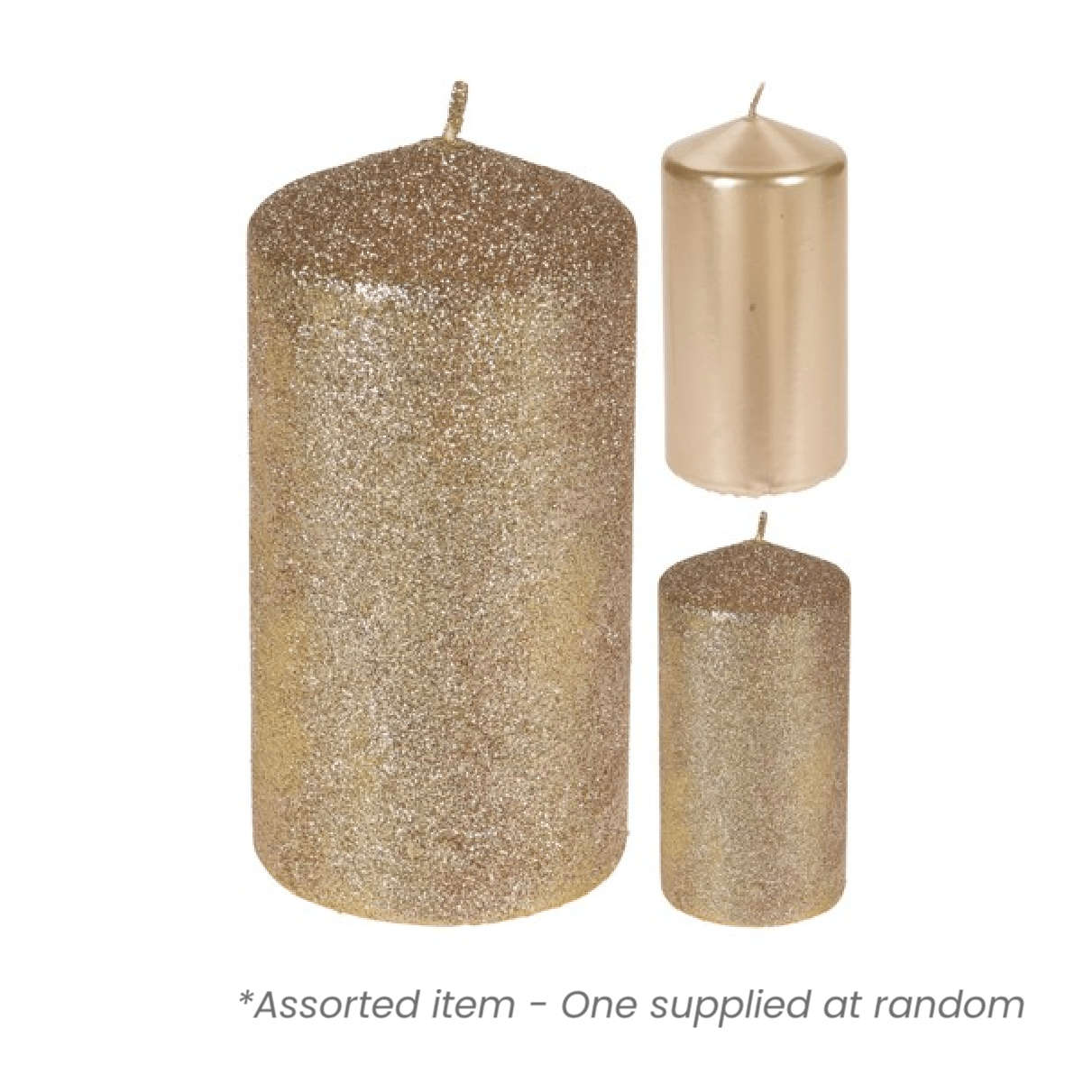 Golden Candle 7x7x14cm* - XMAS CANDLES - Beattys of Loughrea