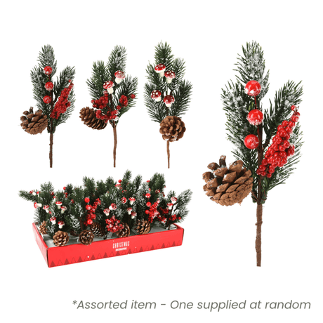 Christmas Pick Nat & Red 25cm* - XMAS PICKS - Beattys of Loughrea