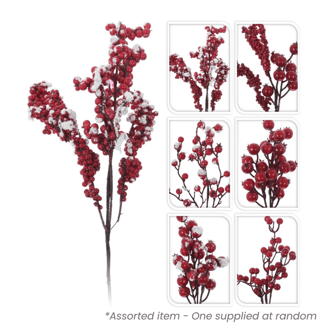 15cm Branch with Red Berries Assorted - XMAS PICKS - Beattys of Loughrea