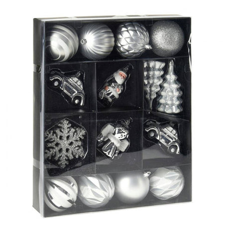 Hanging Christmas Decorations 20pc Silver CAN223110 - XMAS BAUBLES - Beattys of Loughrea