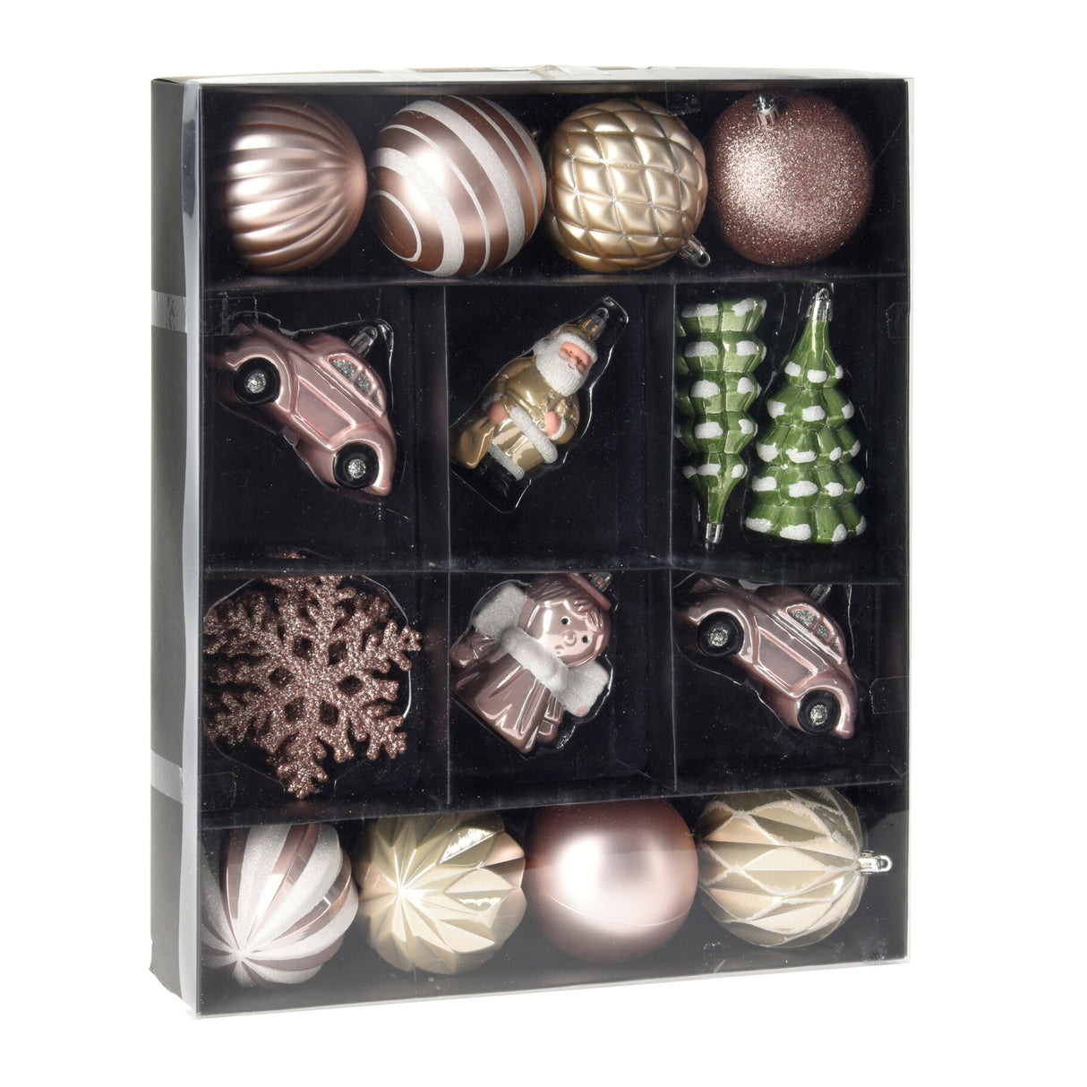 Hanging Christmas Decorations 20pc Pink Champagne & Green CAN223130 - XMAS BAUBLES - Beattys of Loughrea